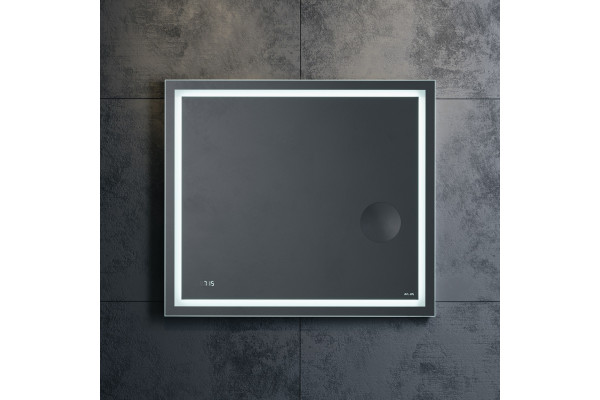 Зеркало Am.Pm Gem 80 с LED-подсветкой, часами и косметическим зеркалом, прямоугольное
