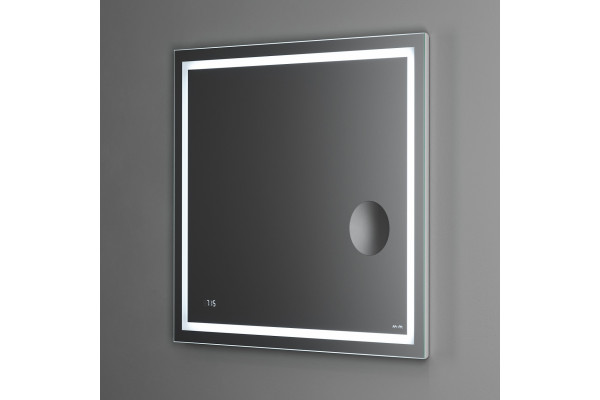 Зеркало Am.Pm Gem 80 с LED-подсветкой, часами и косметическим зеркалом, прямоугольное