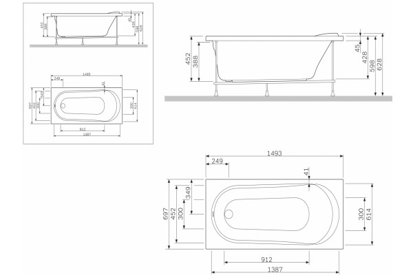 Каркас для ванны Am.Pm Joy 150x70