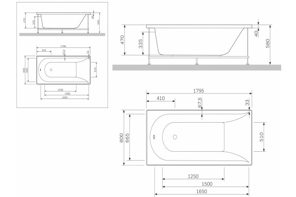 Каркас для ванны Am.Pm Inspire 180х80