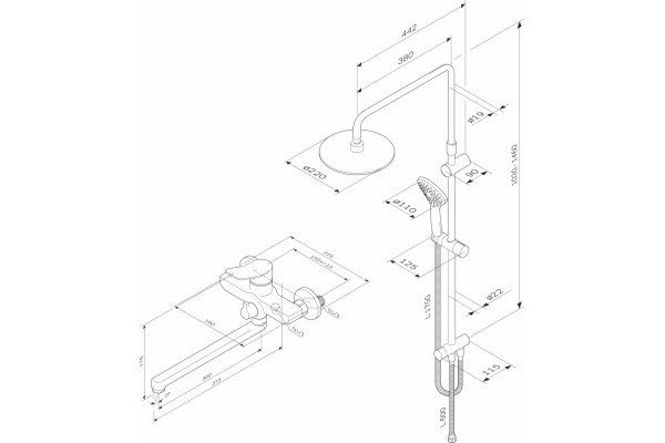 Душевой комплект Am.Pm X-Joy F40885A94 для ванны с душем, хром, шланг металлический 175 см