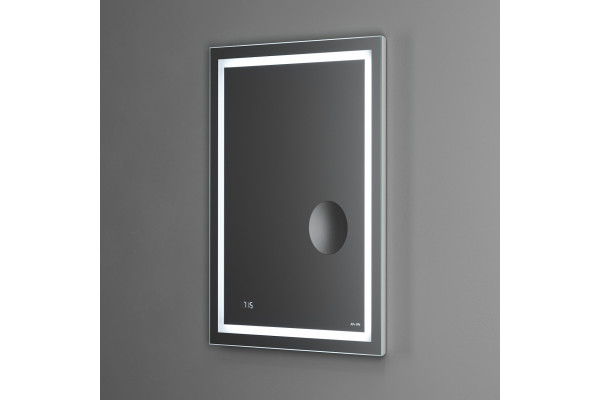 Зеркало Am.Pm Gem 55 с LED-подсветкой, часами и косметическим зеркалом, прямоугольное