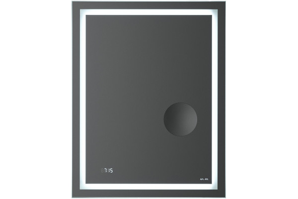 Зеркало Am.Pm Gem 55 с LED-подсветкой, часами и косметическим зеркалом, прямоугольное