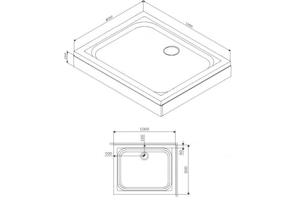 Поддон для душа Am.Pm Gem W90T-404-100280W 100x80 прямоугольный, низкий