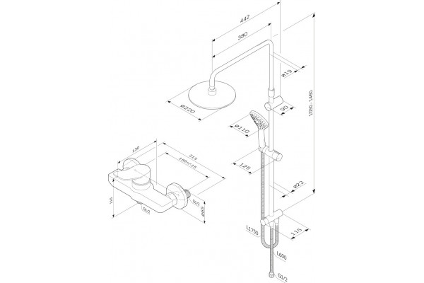 Душевой комплект Am.Pm X-Joy F43885A24 цвет белый, шланг пластиковый 175 см, 1 режим
