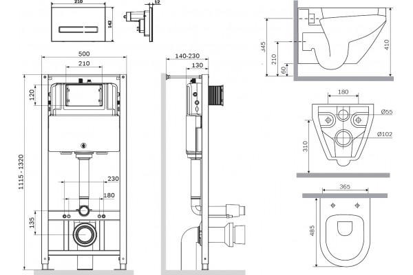 Комплект Am.Pm Spirit V2.0 IS450A38.701700 с сиденьем микролифт, сенсорная кнопка, цвет белый