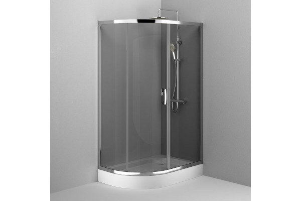 Душевой уголок Am.Pm Like W83G-302U120CG 120, тонированное стекло, прямоугольный-асимметричный, двери раздвижные