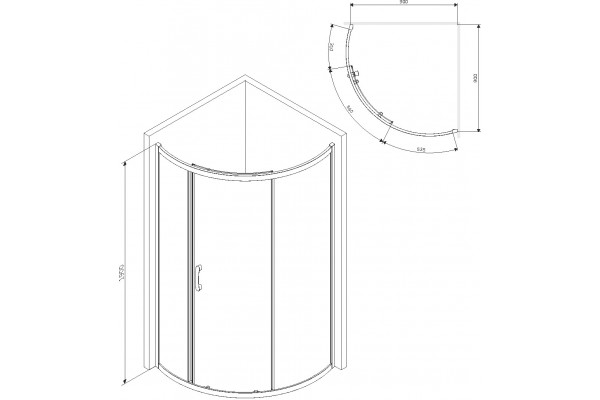 Душевой уголок Am.Pm Like W83G-315-090CG64 90x90 профиль матовый хром, стекло тонированное, четверть круга, двери раздвижные