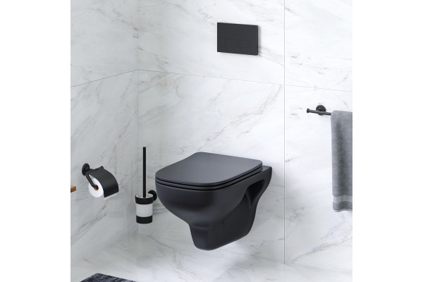 Унитаз подвесной Am.Pm X-Joy S FlashClean C85A1700MBSC с микролифтом, черный, 36x52 см