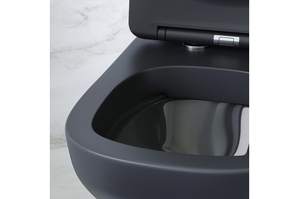Унитаз подвесной Am.Pm X-Joy S FlashClean C85A1700MBSC с микролифтом, черный, 36x52 см