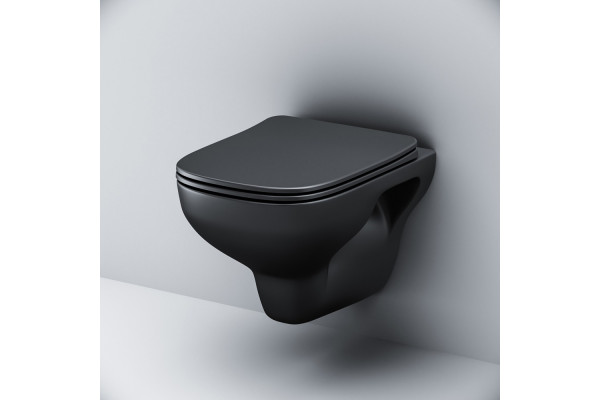 Унитаз подвесной Am.Pm X-Joy S FlashClean C85A1700MBSC с микролифтом, черный, 36x52 см