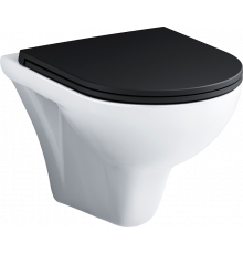 Унитаз подвесной Am.Pm Gem FlashClean C901700SCmb безободковый, с микролифтом, крышка черная, белый, 36.5x50 см
