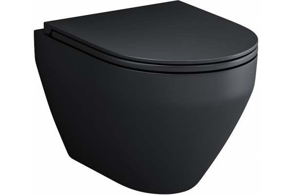 Унитаз подвесной Am.Pm Spirit V2.0 FlashClean с микролифтом, черный матовый, 36.5x48.5 см