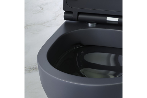 Унитаз подвесной Am.Pm Spirit V2.0 FlashClean с микролифтом, черный матовый, 36.5x48.5 см