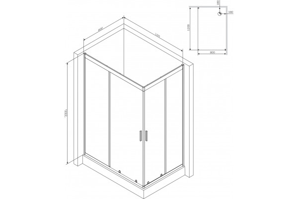 Душевой уголок Am.Pm Gem W90G-404-120280-BT 120x80, профиль черный, прямоугольный, двери раздвижные