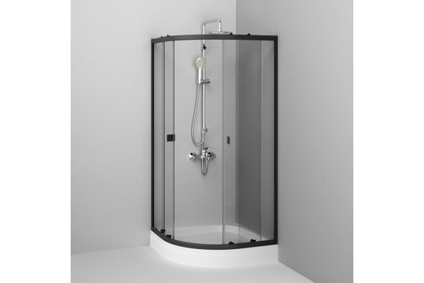 Душевой уголок Am.Pm X-Joy Twin Slide W88E-205-090BT64 90x90, с поддоном, четверть круга, двери раздвижные