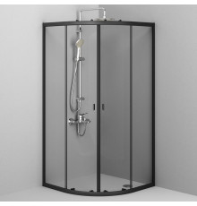 Душевой уголок Am.Pm X-Joy Twin Slide W88G-205-090BT64 90x90, профиль черный, четверть круга, двери раздвижные
