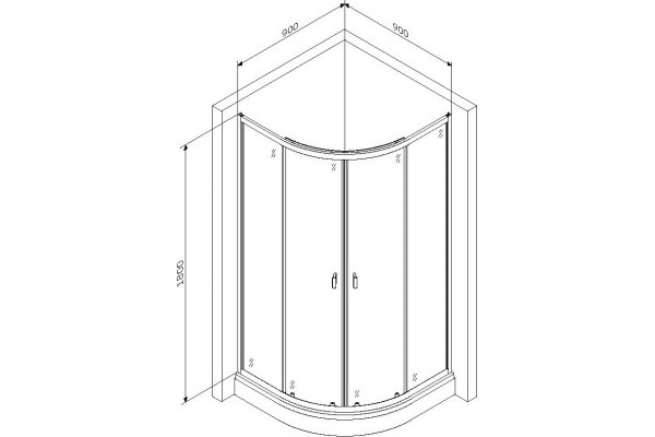 Душевой уголок Am.Pm X-Joy Twin Slide W88G-205-090MT64 90x90, профиль матовый хром, четверть круга, двери раздвижные