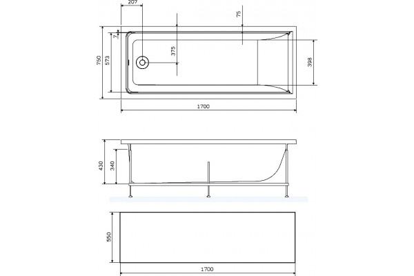 Экран Am.Pm Gem W90A-170-070W-P1 170x70