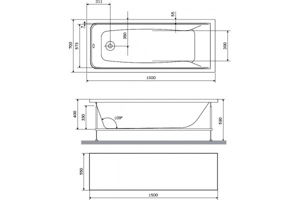 Экран Am.Pm Gem W90A-150-070W-P1 150x70