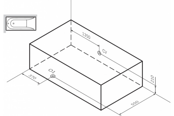 Акриловая ванна Am.Pm Like 150x70 пристенная, прямоугольная, объем 177 л.