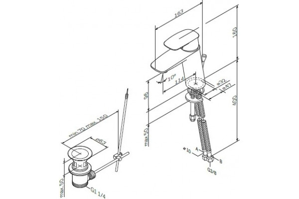 Смеситель Am.Pm Spirit V2.1 F71A82100 для раковины, с донным клапаном, однорычажный, хром