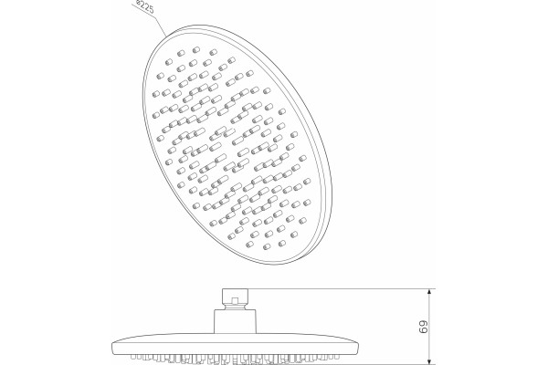 Верхний душ Am.Pm Gem F0590000 хром, размер 22.5 см, 1 режим