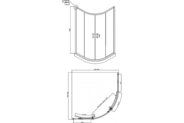 Душевой уголок Ambassador Kingston 14011104 90х90 см четверть круга, двери раздвижные