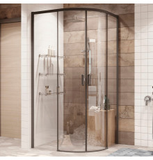 Душевой уголок Ambassador Queen 11011202Black 100x100 четверть круга, двери раздвижные