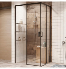 Душевой уголок Ambassador Queen 11011203Black 90x90 квадратный, двери раздвижные