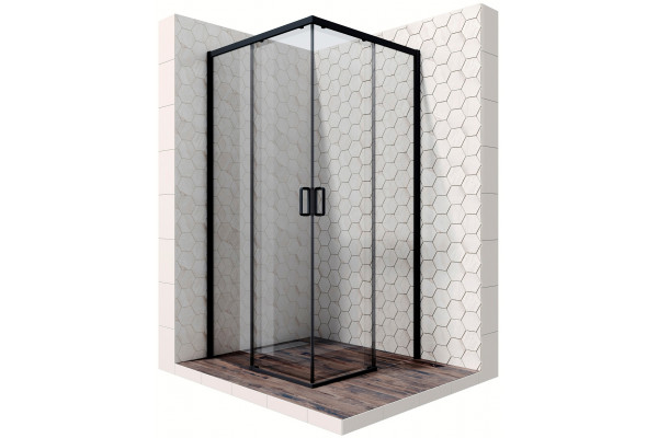Душевой уголок Ambassador Queen 11011203Black 90x90 квадратный, двери раздвижные