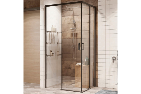 Душевой уголок Ambassador Queen 11011204Black 100x100 квадратный, двери раздвижные