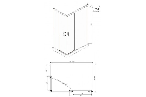 Душевой уголок Ambassador Queen 11011106R 120x80 прямоугольный, двери раздвижные