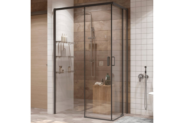 Душевой уголок Ambassador Queen 11011205LBlack 120x80 прямоугольный, двери раздвижные