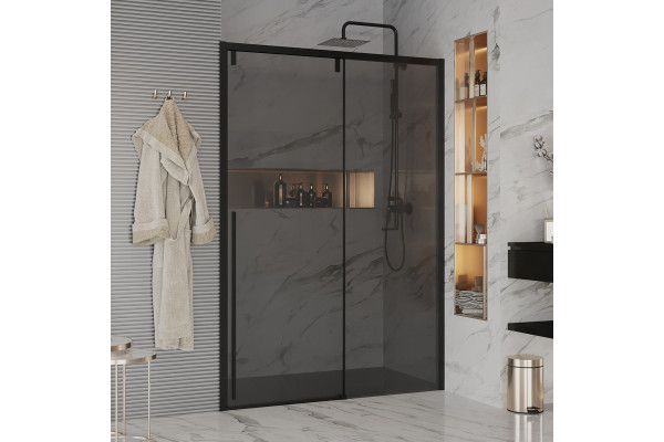 Душевая дверь в нишу Ambassador Intense 110022205IBB 160 см, профиль черный, раздвижная, стекло тонированное