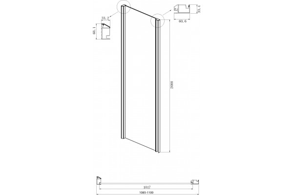 Душевой уголок Ambassador Intense 110022205IBB-110IBB 160х110 см, профиль черный, прямоугольный, двери раздвижные