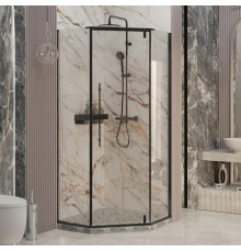 Душевой уголок Ambassador Ritz 112011202 90х90 см, профиль черный, двери распашные, стекло прозрачное