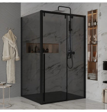 Душевой уголок Ambassador Intense 110022201IBB-110IBB 120х110 см, профиль черный, прямоугольный, двери раздвижные