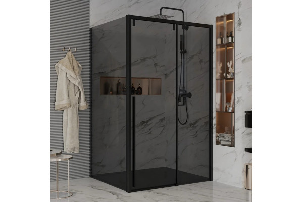Душевой уголок Ambassador Intense 110022201IBB-100IBB 120х100 см, профиль черный, прямоугольный, двери раздвижные