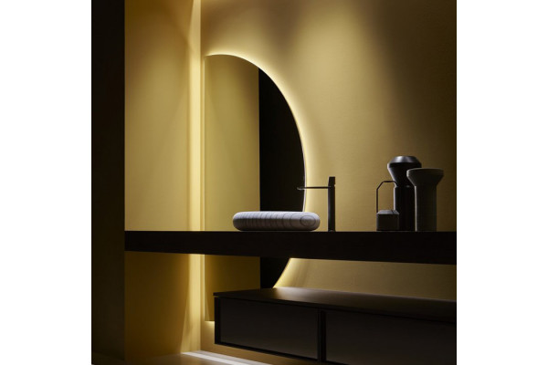 ANTONIO LUPI BESPOKE Тумба 720х540х375 мм. подвесная 1 ящик бок слева Rovere thermo рама черный мат стекло зерк дымчатое структура Rovere thermo KIB272.T1/rov thermo/arg fumé.NO+KL1.SX/rov thermo