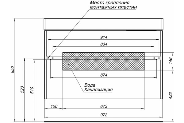 Тумба для комплекта Aquanet Бруклин 100 подвесная, с ящиками, с доводчиками