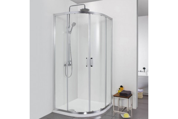 Душевой уголок Aquanet Alfa NAA2142 90х90х200 стекло прозрачное, профиль хром, четверть круга, двери раздвижные
