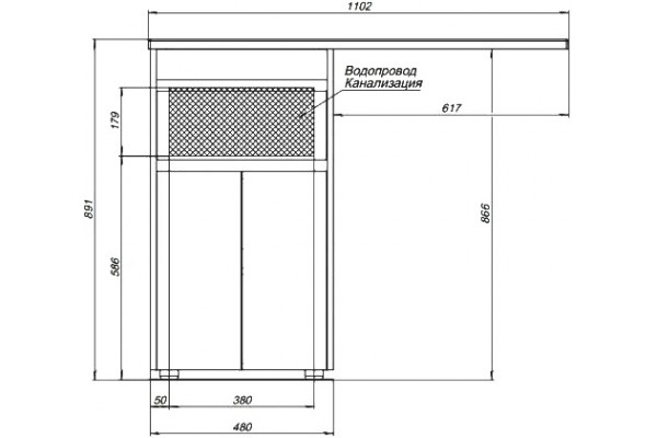 Тумба для комплекта Aquanet Токио 48 1 ящик, 2 двери, напольная