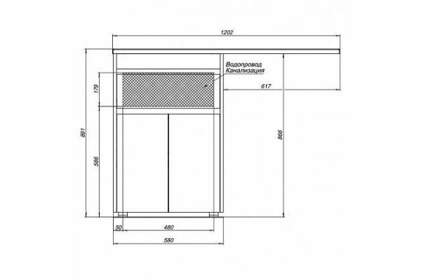 Тумба для комплекта Aquanet Токио 58 1 ящик, 2 двери, напольная