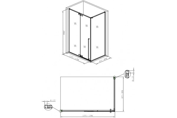 Душевой уголок Aquanet Ideal AE-AXC94MB-S-B 140х90, черный матовый, прямоугольный, двери распашные
