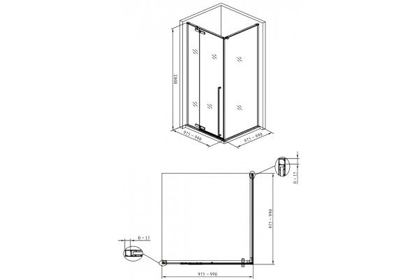 Душевой уголок Aquanet Ideal AE-AXC10MZ-S-С 100х100, хром, квадратный, двери распашные