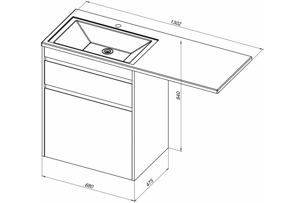 Тумба с раковиной Aquanet Токио 68 1 ящик, с бельевой корзиной, напольная