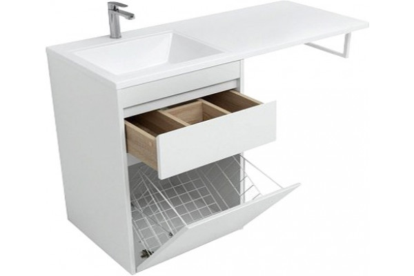 Тумба с раковиной Aquanet Токио 68 1 ящик, с бельевой корзиной, напольная