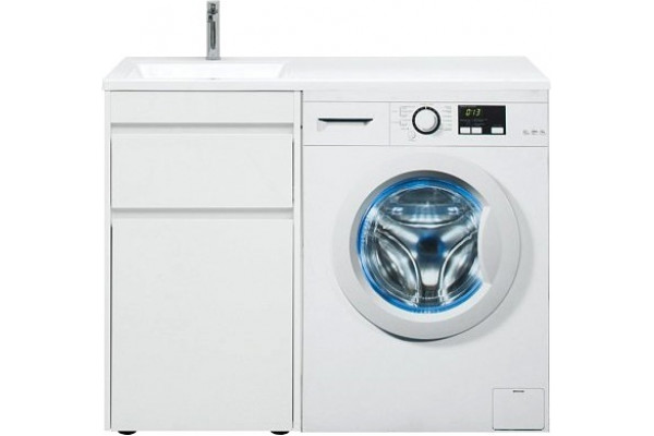 Тумба с раковиной Aquanet Токио 58 1 ящик, с бельевой корзиной, напольная