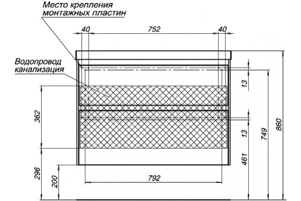 Тумба с раковиной Aquanet Гласс 90, подвесная, с ящиками, ручки хром